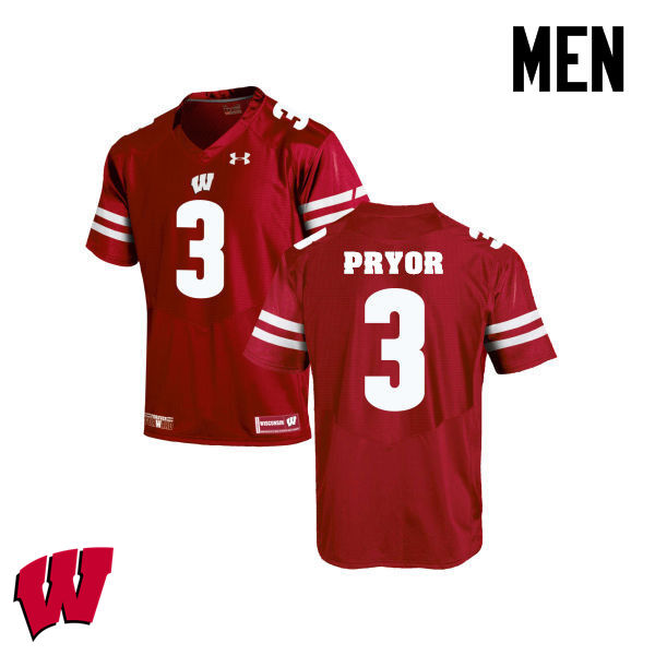 Men Winsconsin Badgers #3 Kendric Pryor College Football Jerseys-Red - Click Image to Close